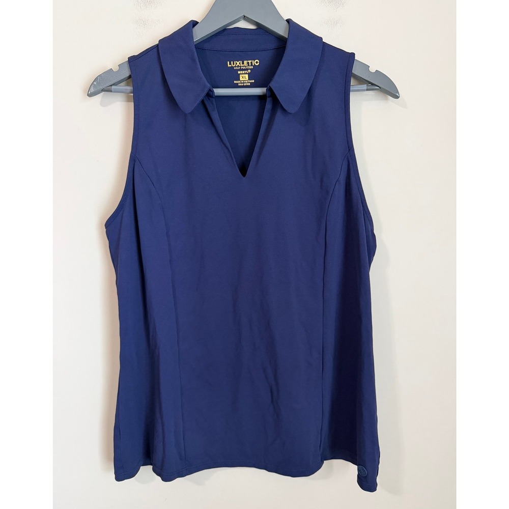 Lilly Pulitzer Luxletic Polo Tank Top Womens XL Navy Blue Sleeveless Meryl
